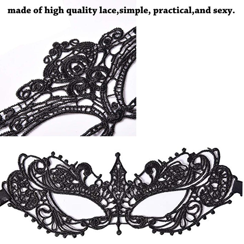Geek-M Women's Black Lace Mask Party Ball Masquerade Fancy Dress Masks Pack of 6 - Image 4
